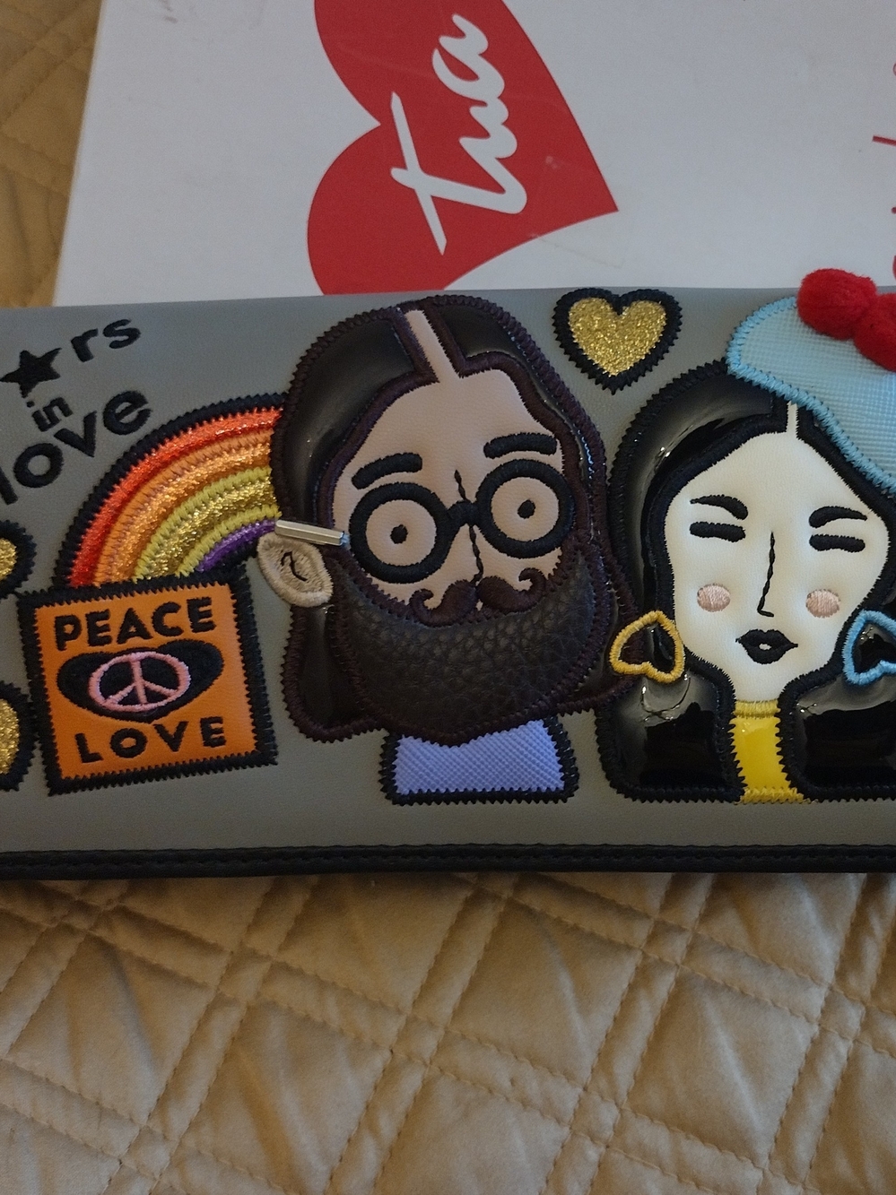 Braccialini "Stars in Love" zip-around wallet John Lennon and Yoko Ono Design